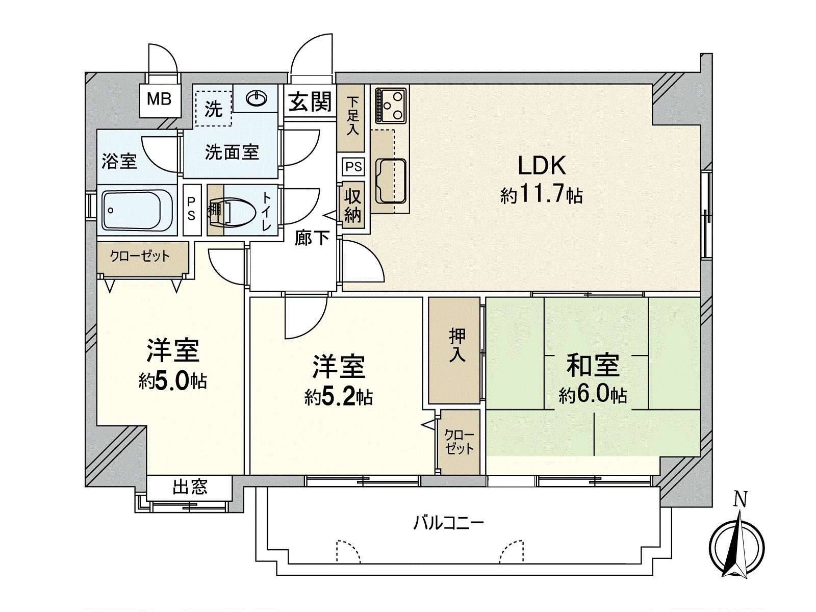 在家庭推薦的3LDK。可以卧室，孩子的房間分的用法。