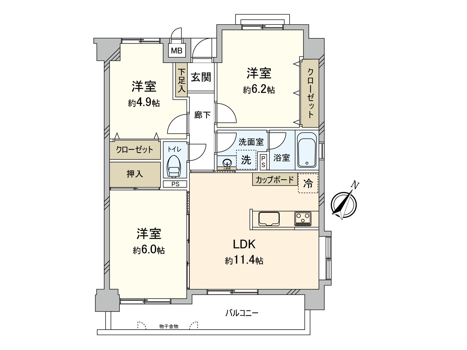 在家庭推薦的3LDK。可以卧室，孩子的房間分的用法。
