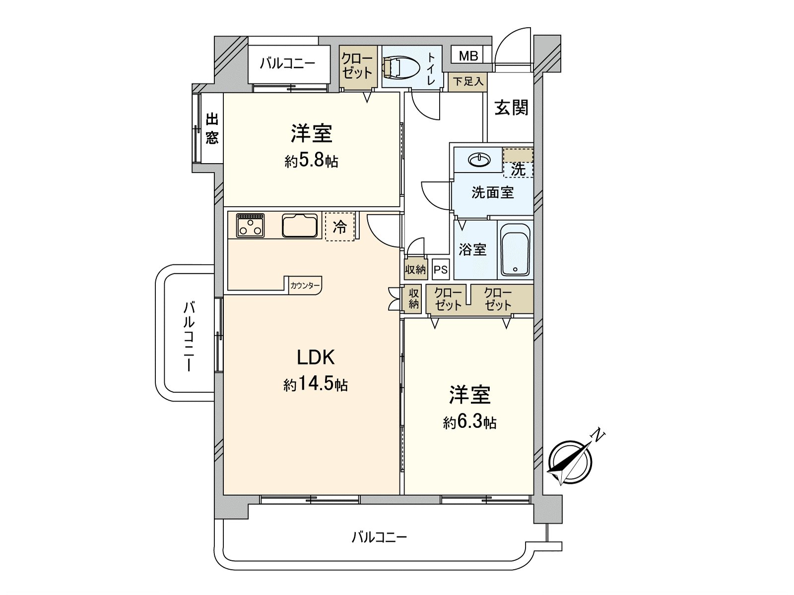 As each room becomes independent in Southeast Orientation in addition to LDK which exposure to the sun has good, privacy is kept Plan