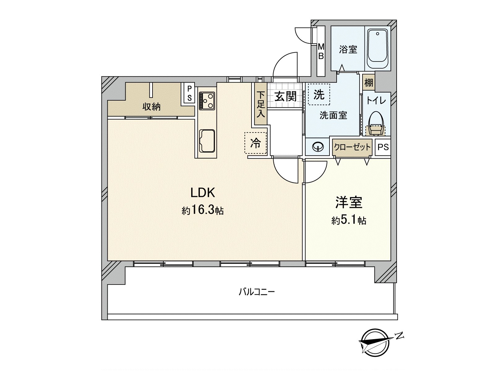 As living and dining unify the Plan of 1LDK, I can enjoy extensive space. As I can secure the private bedroom, I can spend time comfortably!