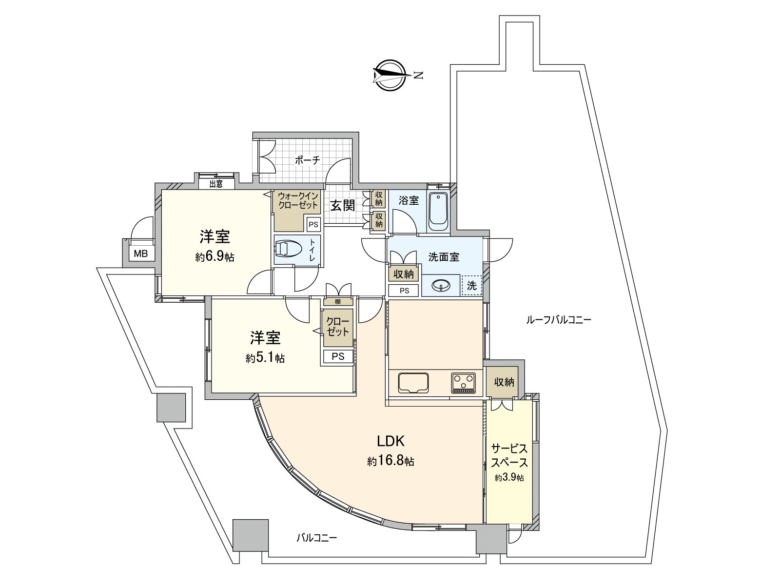 Top floor, the stand-alone dwelling unit of the one floor 1 residence! The wide roof balcony is attractive!
