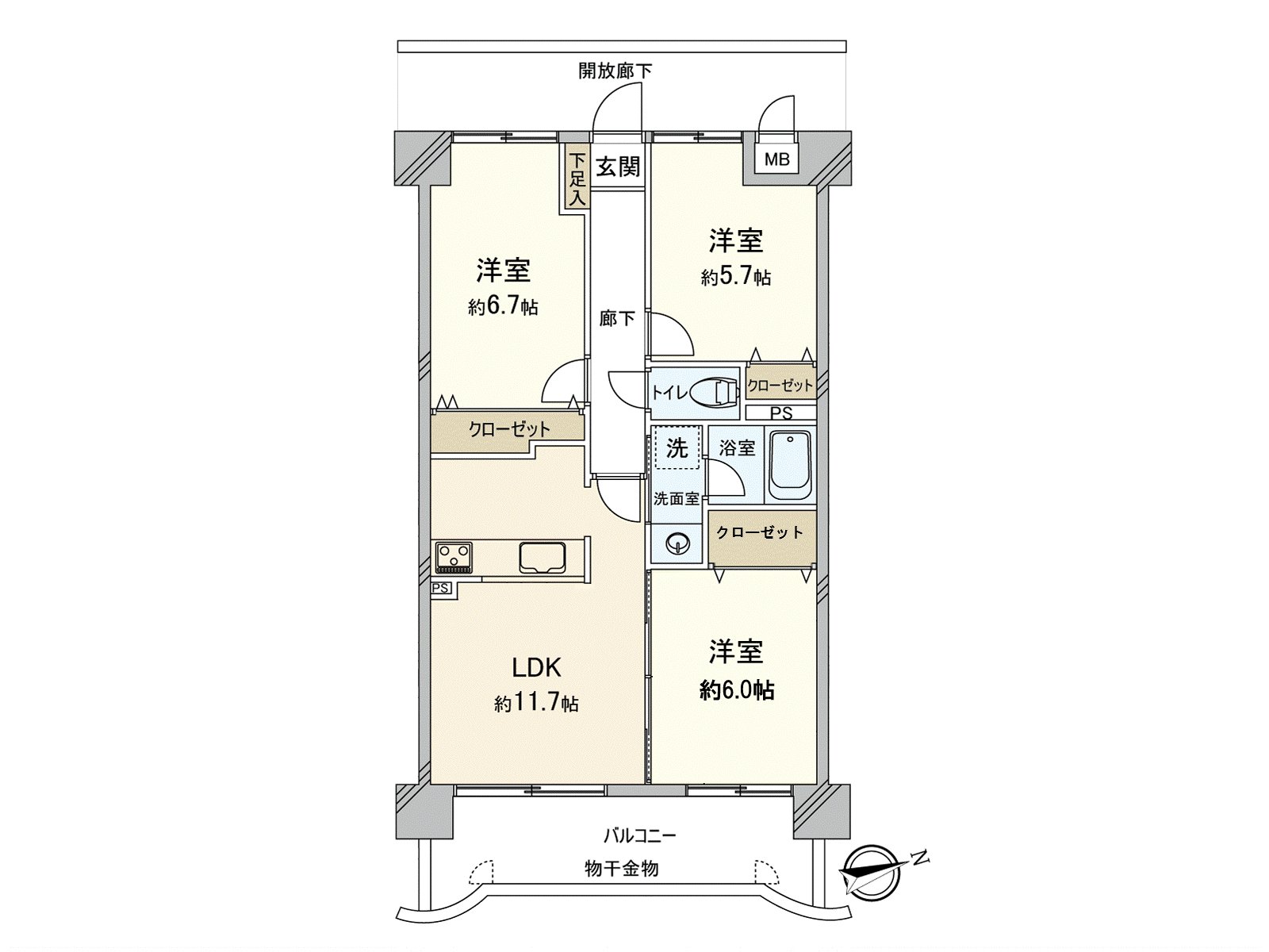 在家庭推荐的3LDK。可以卧室，孩子的房间分的用法。