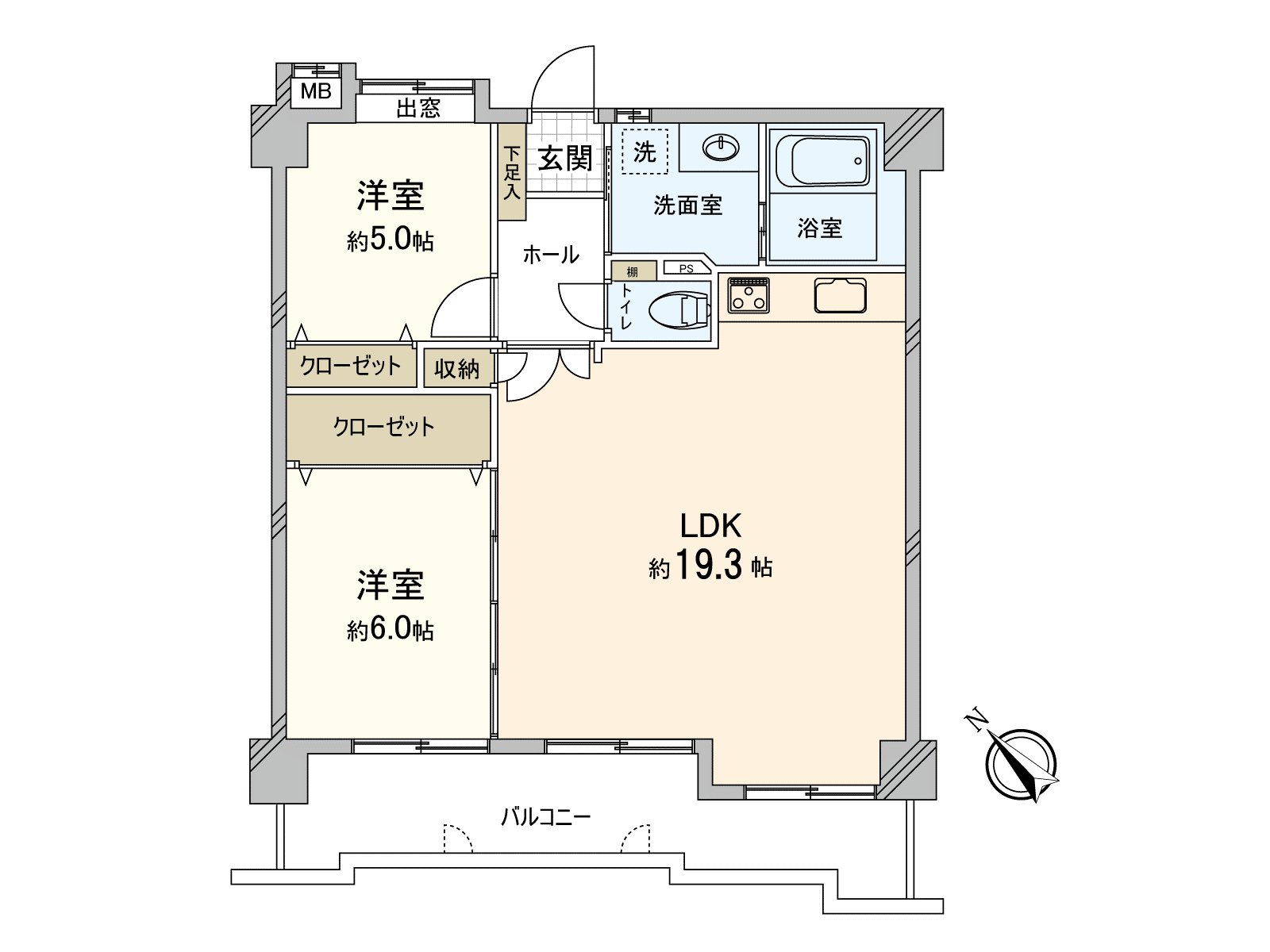 在南西分成阳光良好度，宽敞的约19.3张塌塌米LDK和卧室或者集中，被把工作换成的房间，可以使用。