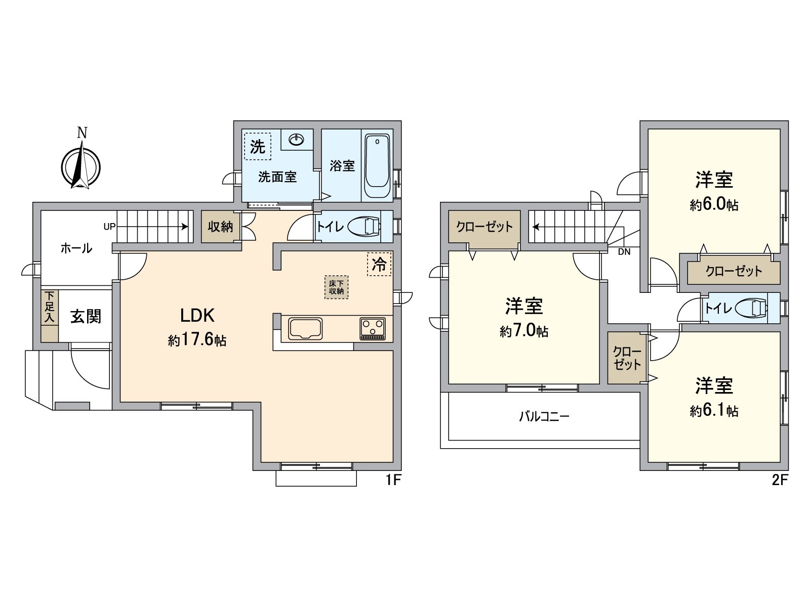 Newly-Built Detached House of the house performance evaluation dictation profit finished 3LDK. 17.6 quires of LDK has lighting in a southern aspect.