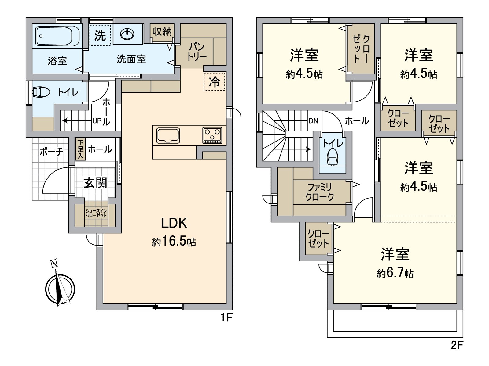 [房型图]朝南的约16.5张塌塌米LDK收纳充实的家。有停车位3台分(出自车型的)。请到负责随便询问详细。