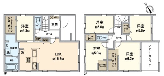 July, 2026 completion planned Wood 2-story bldg. 5LDK. Daily allowance is good in Southeast Orientation about 16.3 quires LDK. With all rooms storing, floor lower storing. There is car space (car model restrictions available). Rehouse of the Address coherence informs you of charm and house environment of Takahama-shi carefully