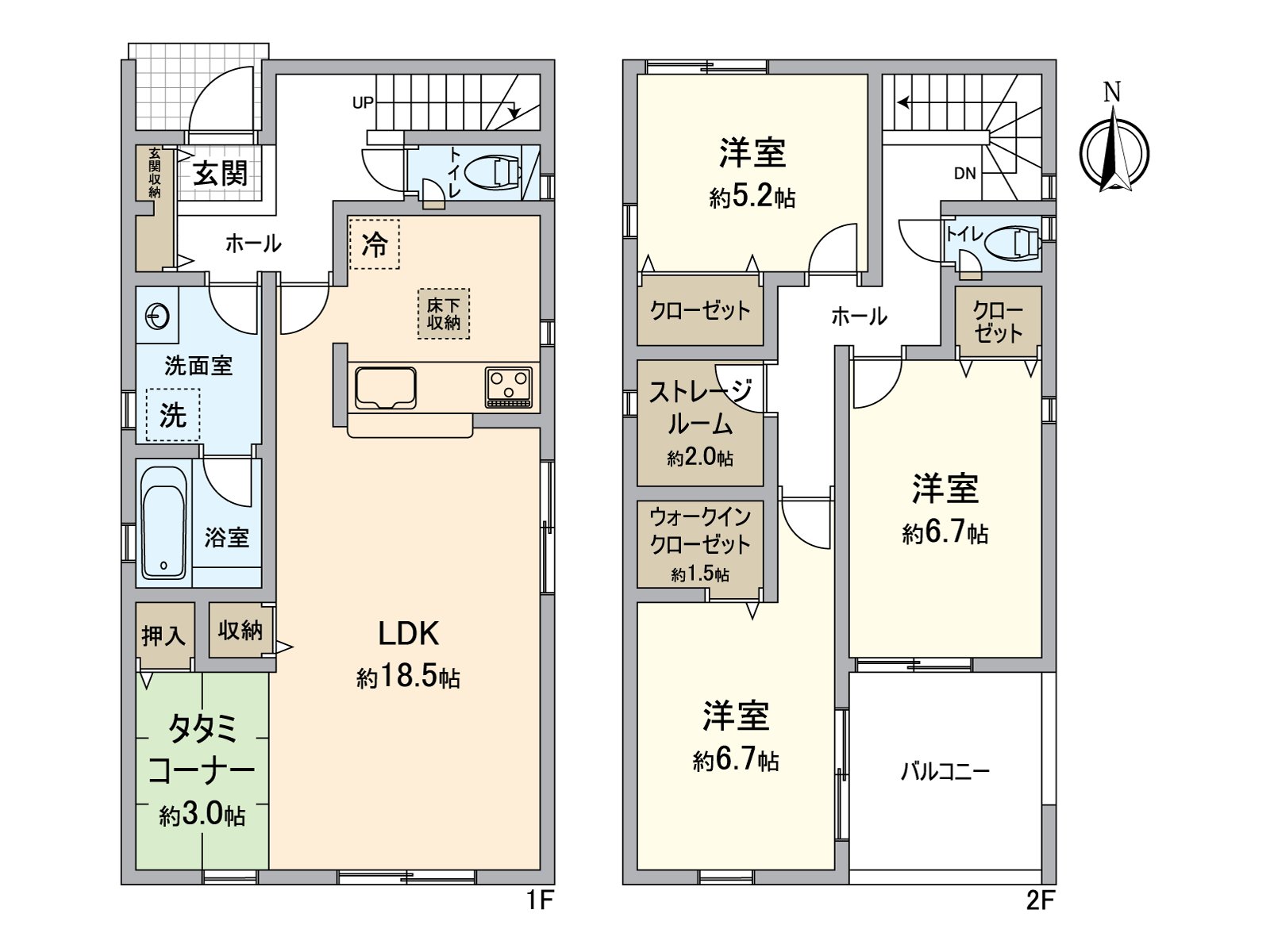 [floor plan] For Facing South, it is about 18.5 quires of bright LDK.