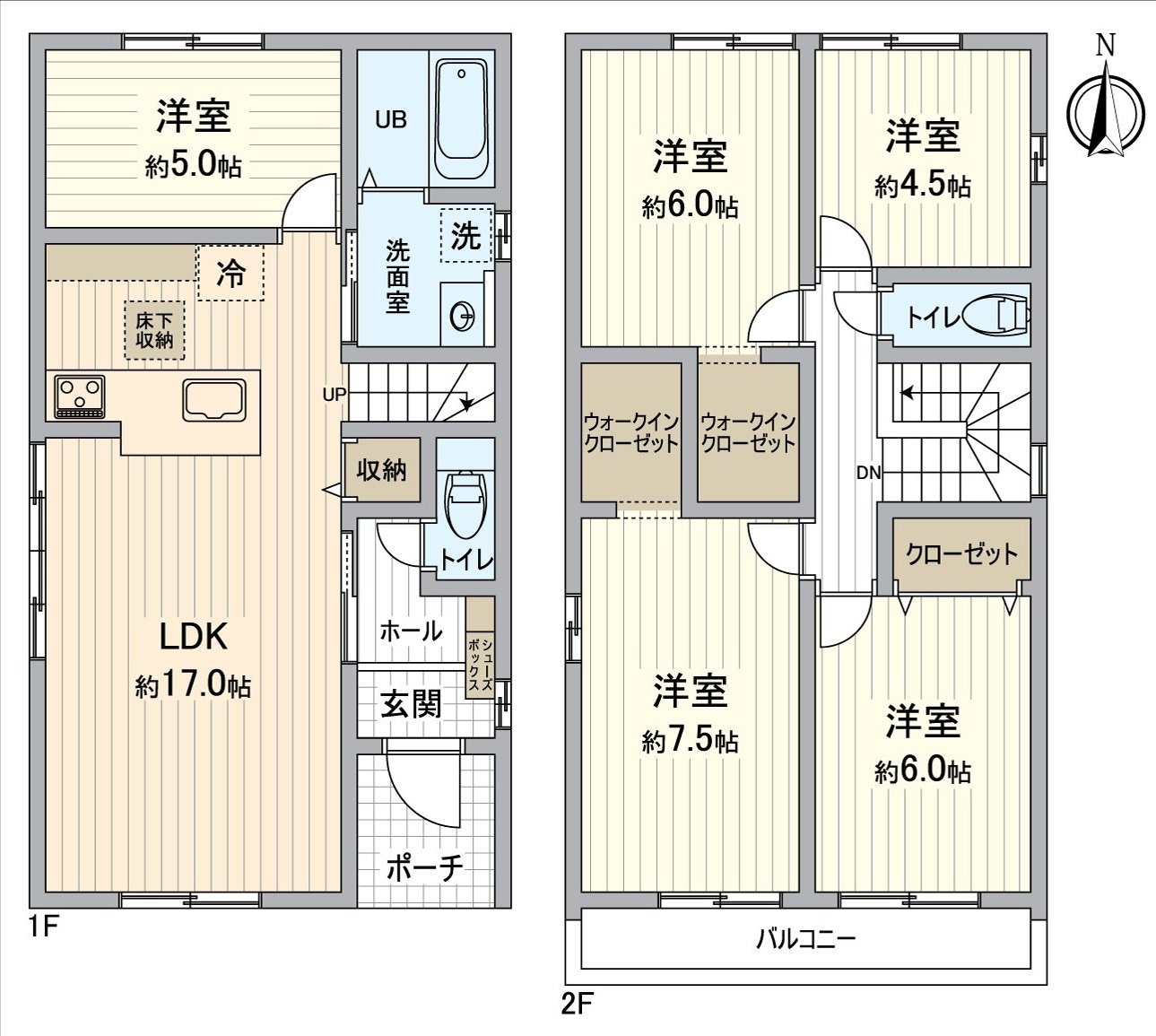 [平面圖]能靈活運用於彈性根據家族的生活方式的5LDK的家。