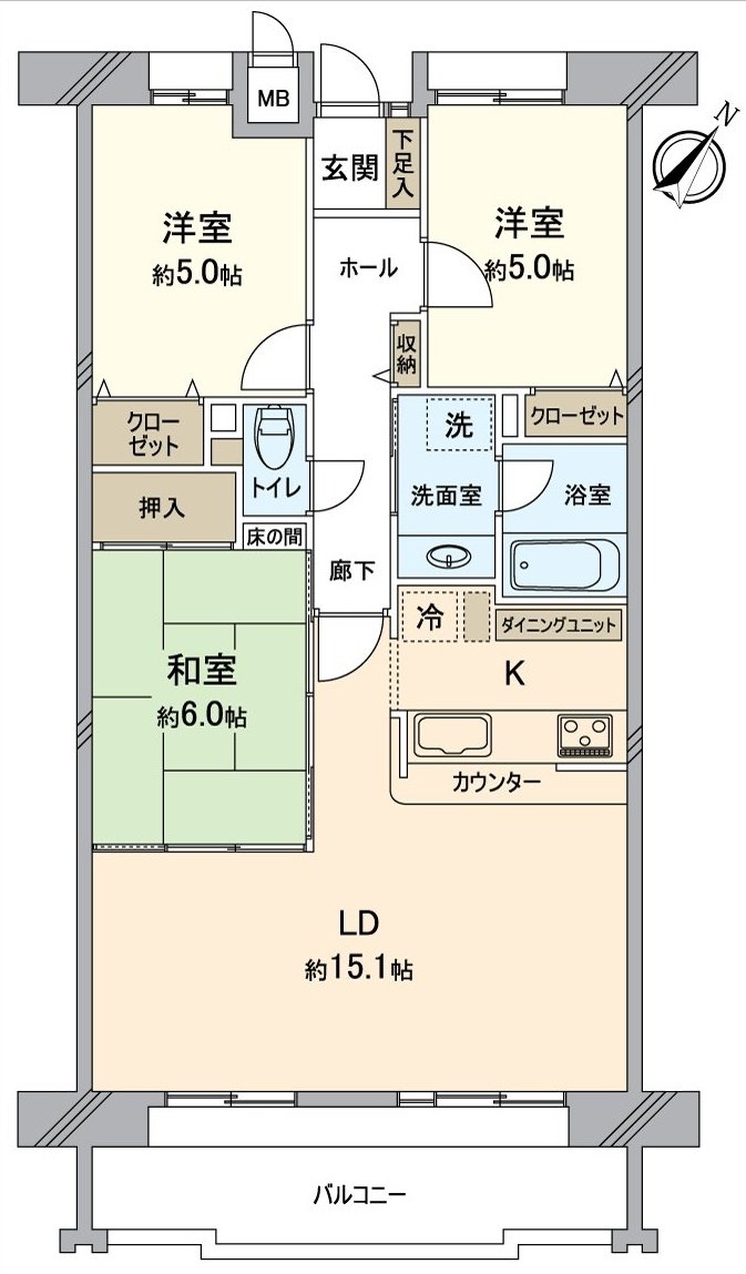 It is the Plan which there are floor plan, 3LDK, a Japanese-style room in. I can do various how to use to a lifestyle. Pets allowed (the breeding rule observance).