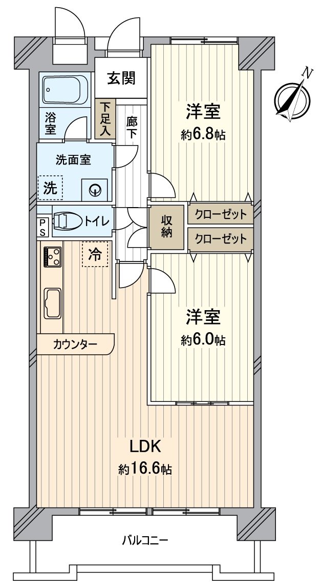 私人使用面積：66.70平方公尺2LDK