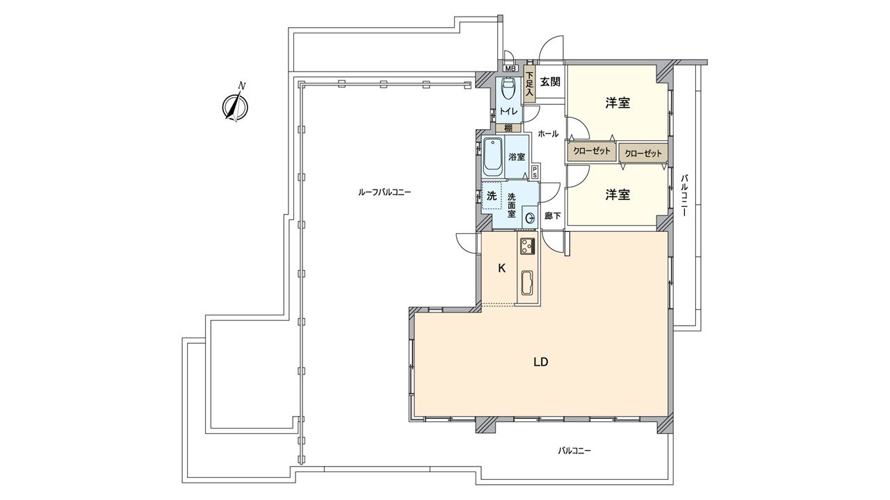 In 2LDK of the indoor Renovated, new life is begun immediately. It is with roof balcony in 8th floor top floor.