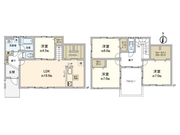 [floor plan] The Layout which the all rooms has storing, and can live clearly. There is LDK in the south side and is a bright impression.
