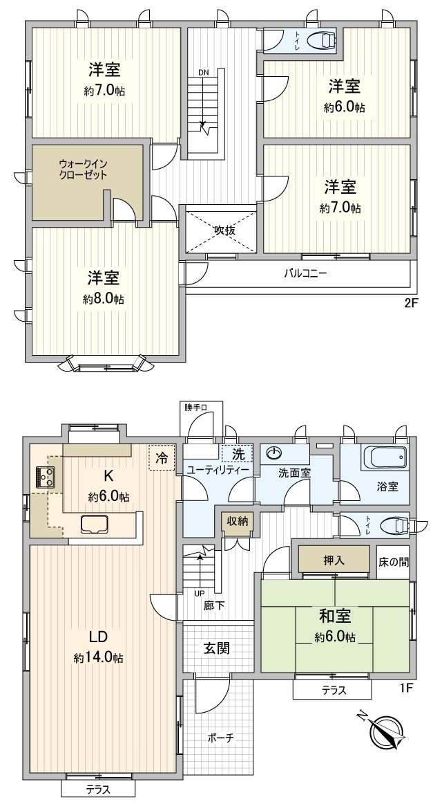 [floor plan] Plottage: 201.23 square meters (about 60.87 tsubo) of total floor area: 133.31 square meters (about 40.32 tsubo) of 5SLDK