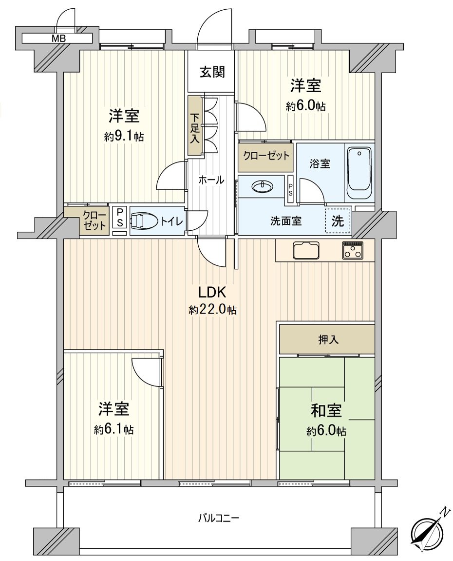 Extensive LDK pets allowed (there are terms) of 4LDK about 22.0 quires with a floor plan 3 Western-style room and the Japanese-style room
