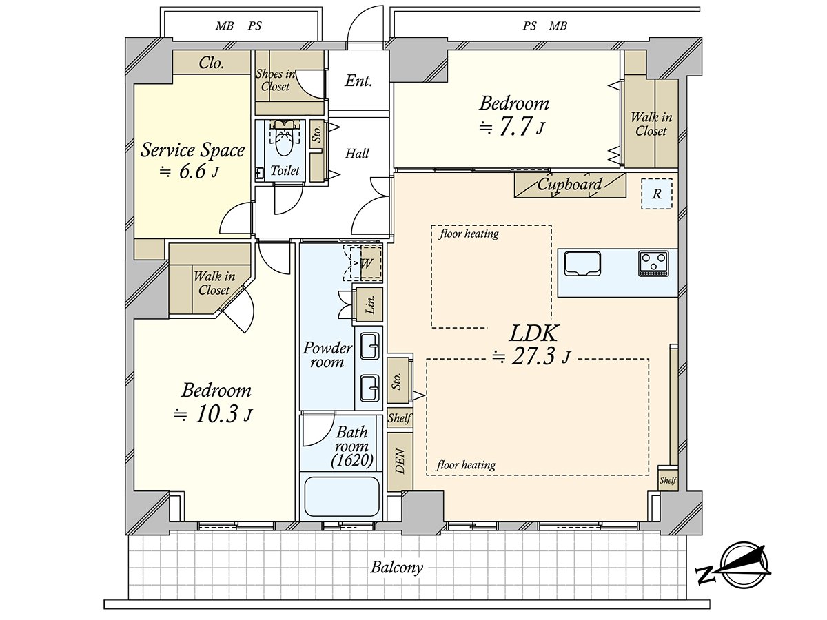 是私人使用面積約113.02平方公尺，2SLDK的房型。