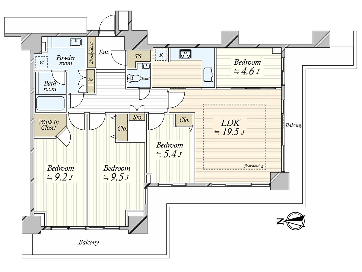 専有面積109.12平米、４LDKの間取りです。