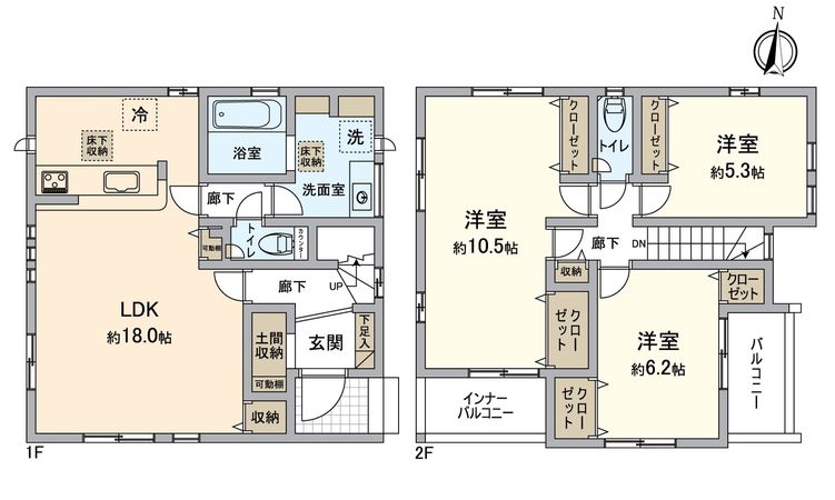 大津市蛍谷2号棟 間取図(平面図) 大津市蛍谷2号棟 間取図(平面図)