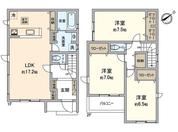 草津市西矢倉三丁目1号棟 間取図(平面図) 草津市西矢倉三丁目1号棟 間取図(平面図)