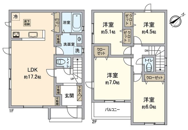 草津市西矢倉三丁目2号棟 間取図(平面図) 草津市西矢倉三丁目2号棟 間取図(平面図)