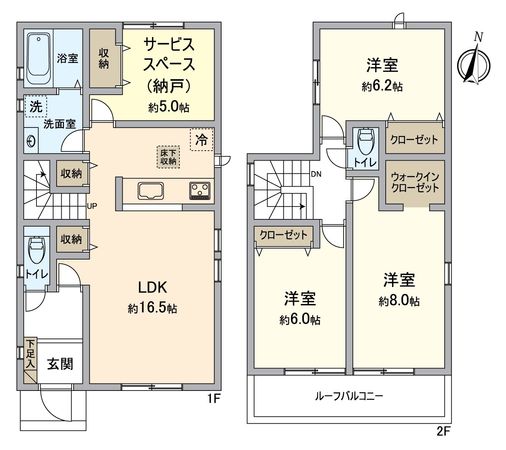 大津市千町二丁目5号棟 間取図(平面図)