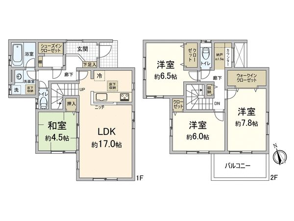 下阪本二丁目 2号棟 間取図(平面図) 下阪本二丁目 2号棟 間取図(平面図)