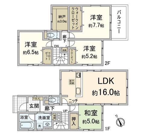 大津市今堅田2丁目 2号棟 間取図(平面図) 大津市今堅田2丁目 2号棟 間取図(平面図)