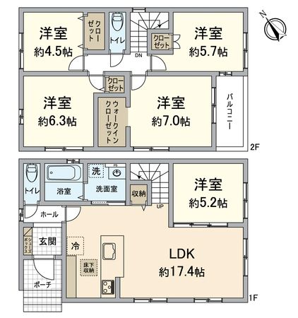 草津市野村4丁目3号棟 間取図(平面図)