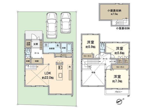 下坂本2丁目2期7号地 間取図(平面図) 下坂本2丁目2期7号地 間取図(平面図)