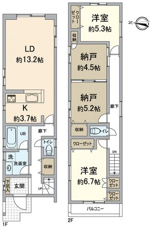 大津市中庄1丁目 B号棟 間取図(平面図) 大津市中庄1丁目 B号棟 間取図(平面図)
