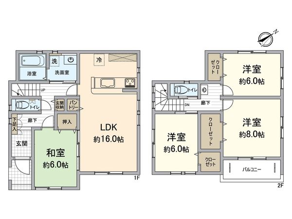 南郷上山町 2号棟 間取図(平面図) 南郷上山町 2号棟 間取図(平面図)