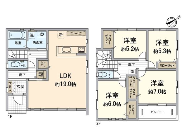 南郷上山町 3号棟 間取図(平面図) 南郷上山町 3号棟 間取図(平面図)