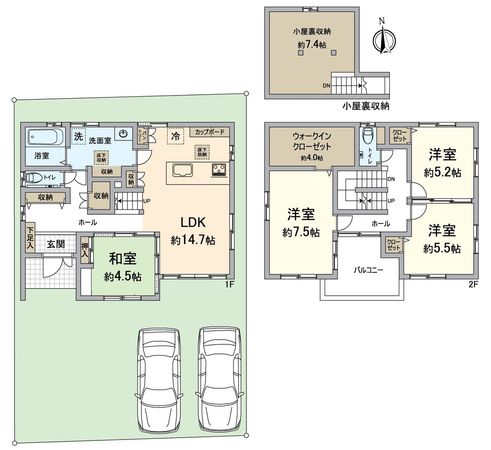 瀬田3丁目2号地 間取図(平面図) 瀬田3丁目2号地 間取図(平面図)