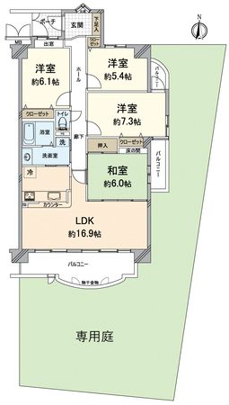 ロータリーマンション西大津Ⅱ番館 間取図(平面図)