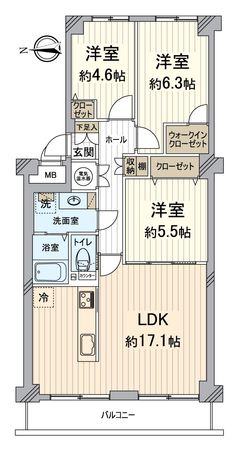 ネオコーポ大津湖城ケ丘 C棟 間取図(平面図) 間取図(平面図)