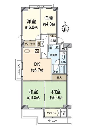 エバーグリーン鳰の浜 間取図(平面図) エバーグリーン鳰の浜 間取図(平面図)