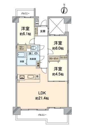 シャルマンコーポぜぜ 間取図(平面図) シャルマンコーポぜぜ 間取図(平面図)