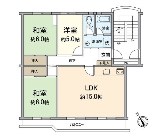 膳所ハイツ 1号棟 間取図(平面図) 膳所ハイツ 1号棟 間取図(平面図)