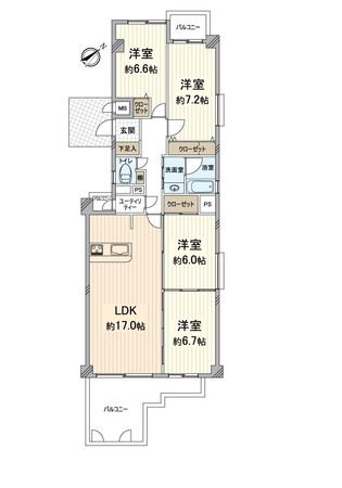 シャルマンコーポ比叡 間取図(平面図) シャルマンコーポ比叡 間取図(平面図)