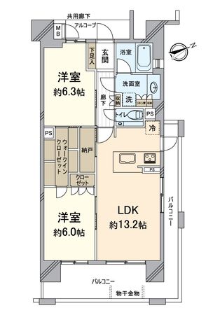 イーグルコート大津におの浜フロント 間取図(平面図)