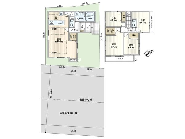 大和市草柳1丁目 新築1号棟 間取図(平面図) 大和市草柳1丁目 新築1号棟 間取図(平面図)