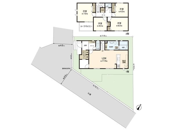 西鶴間2丁目 新築戸建 2号棟 間取図(平面図) 西鶴間2丁目 新築戸建 2号棟 間取図(平面図)