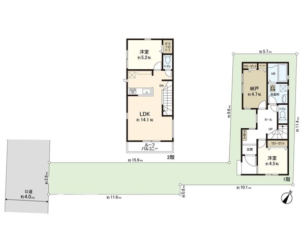 西鶴間2丁目 新築戸建 1号棟 間取図(平面図) 西鶴間2丁目 新築戸建 1号棟 間取図(平面図)