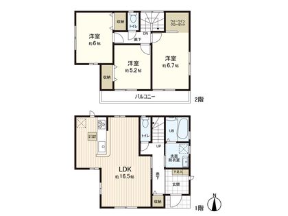 大和市林間1丁目 戸建 間取図(平面図)