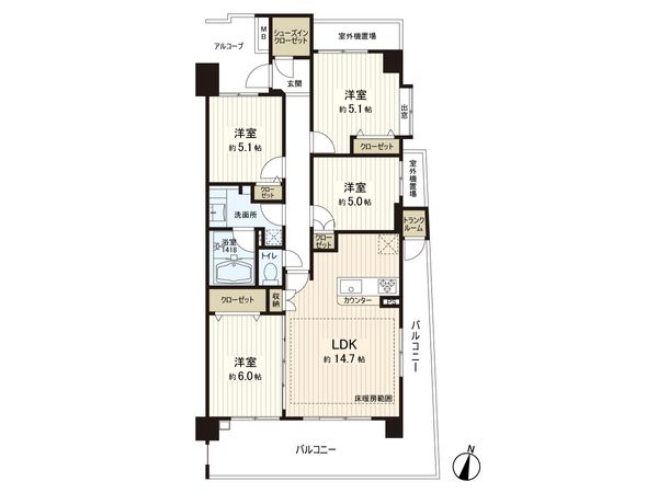 リーデンススクエアつきみ野 シエルコート 間取図(平面図)