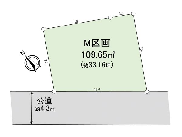 西大沼3丁目 土地 M区画 区画図 西大沼3丁目 土地 M区画 区画図