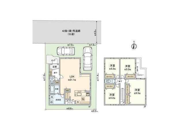 南台6丁目 新築戸建 2号棟 間取図(平面図) 南台6丁目 新築戸建 2号棟 間取図(平面図)