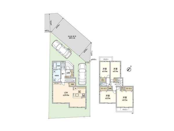 相南2丁目 新築戸建 1号棟 間取図(平面図)