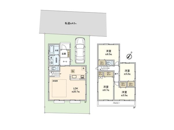 相南3丁目 新築戸建1号棟 間取図(平面図) 相南3丁目 新築戸建1号棟 間取図(平面図)