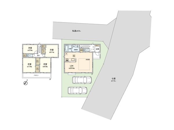相南3丁目 新築戸建2号棟 間取図(平面図) 相南3丁目 新築戸建2号棟 間取図(平面図)