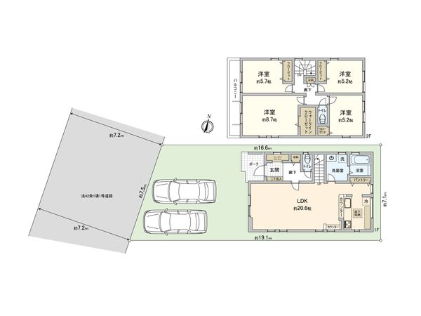 麻溝台8丁目 新築戸建 1号棟 間取図(平面図) 麻溝台8丁目 新築戸建 1号棟 間取図(平面図)